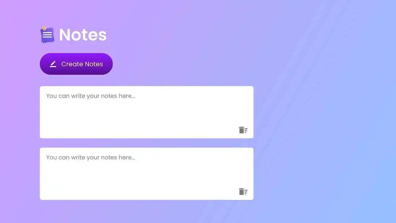 Picture showcase of Note App build usign JavaScript.